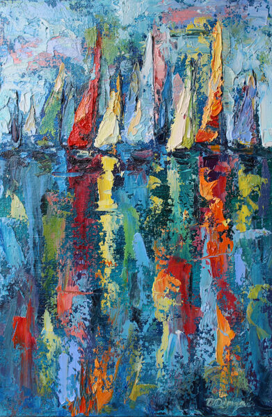 (SOLD) Abstract Colors, Oil Painting on Canvas, Size: 20 X 30 cm, ships in a box