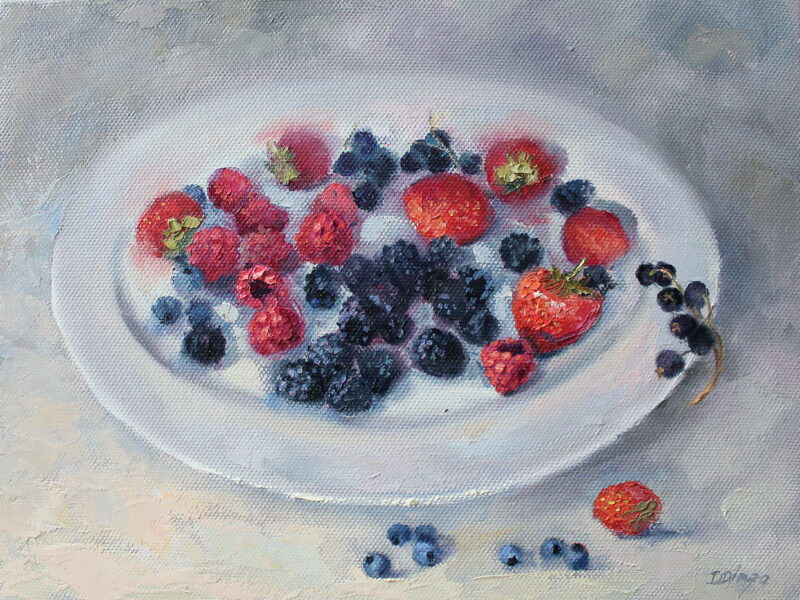 Berries, Oil Painting on Canvas Panel, Size: 30 x 40cm