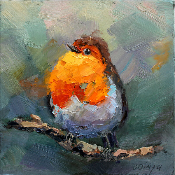(SOLD) Bird, Oil Painting on Cardboard, 15 X 15cm