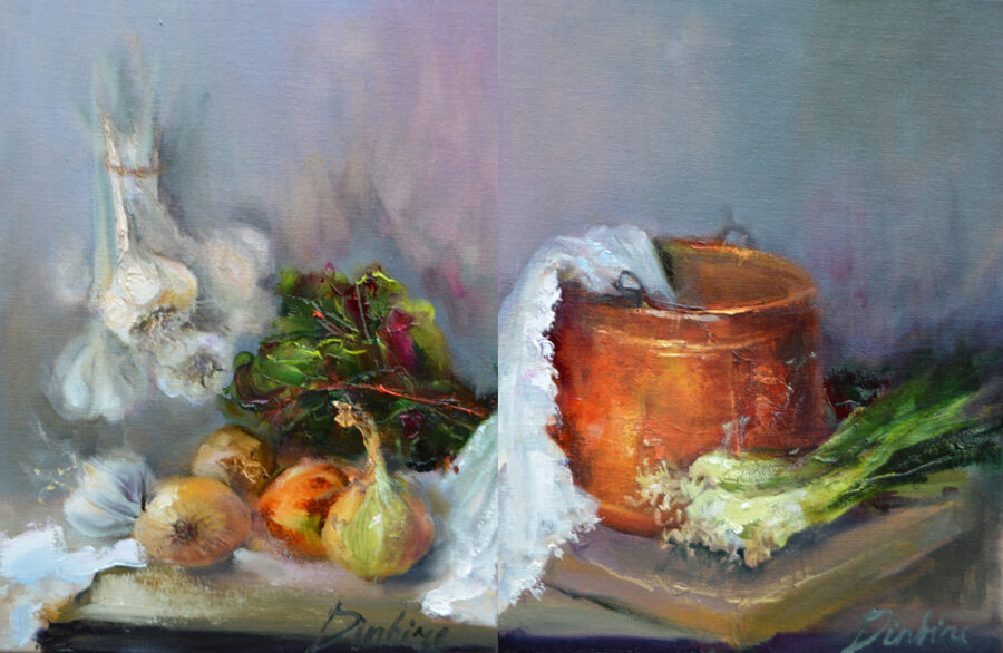 Kitchen Set of 2 Paintings, Oil Painting on Canvas. You can buy both or separately if You want to.