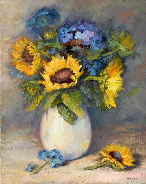 Sunflower Vase, Oil Painting on Canvas, 50 X 40cm