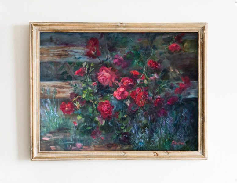 Red Roses, Oil Painting on Wood, Veneer, Size: 60 X 80 cm, ships in a box