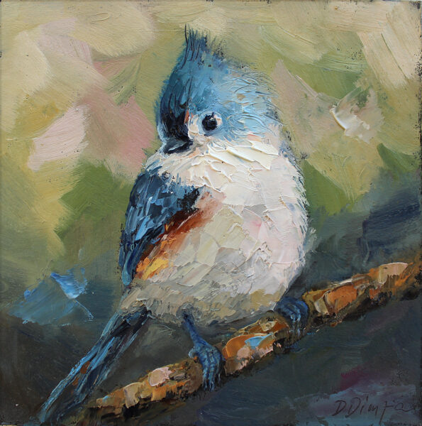 (SOLD) Titmouse, Oil Painting on Cardboard, 15 X 15cm