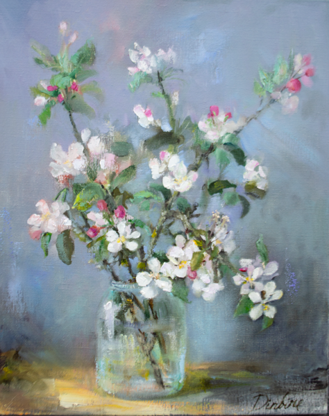 (SOLD) Blooming Apple, Oil Painting on Canvas, 40 x 50 cm