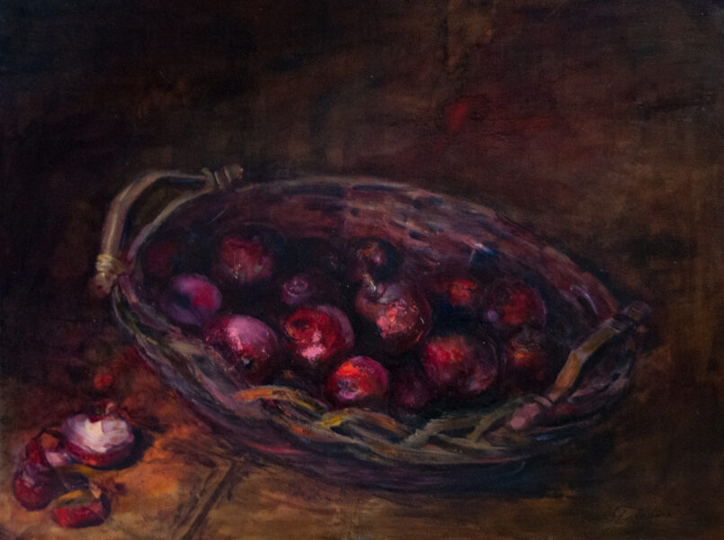 (SOLD) Apple Basket, Oil painting on Canvas, 60 x 80cm