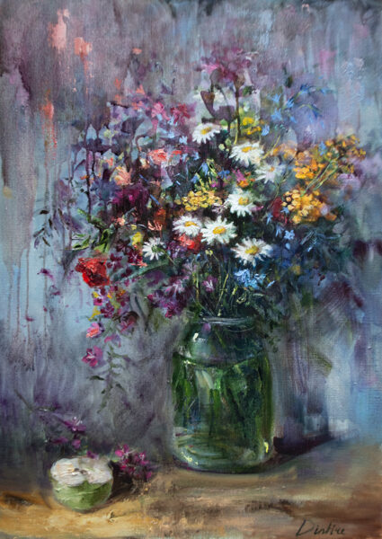 (SOLD) Wild Flowers, Oil Painting on Canvas, 70 X 50cm