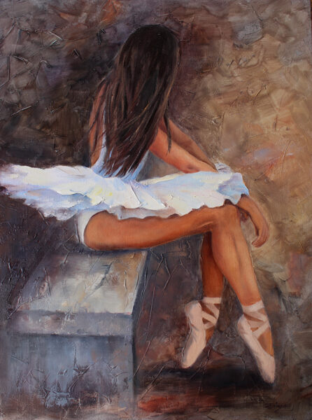 Ballerina, Oil Painting on Canvas, Size: 80 X 60 cm, ships in a box