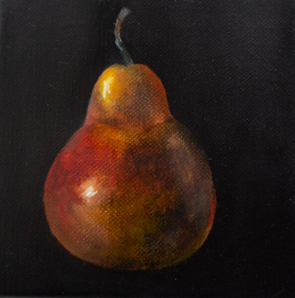 Pear, Oil Painting on Canvas, 15 x 15 cm