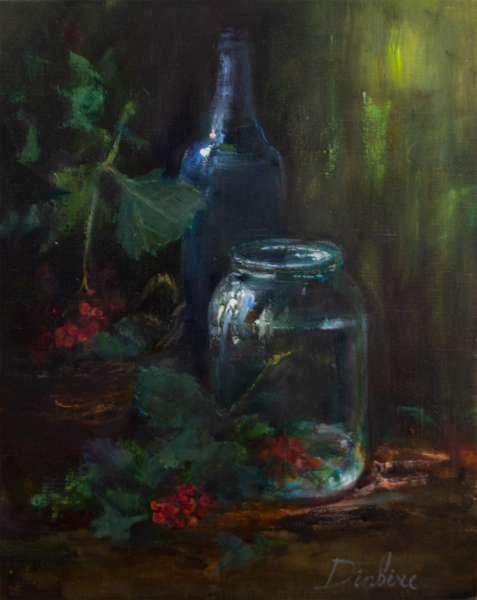 Still Life in Dark, Oil Painting on Canvas, 50 x 40 cm