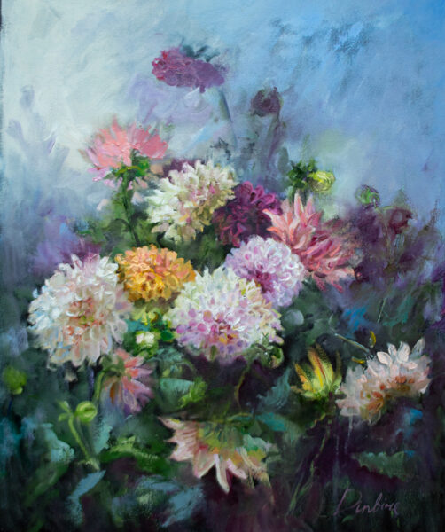 (SOLD) Garden Flowers, Oil Painting on Canvas, 60 X 50cm