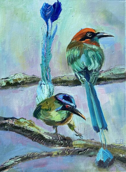 Birds of Colour, Oil Paining on Canvas, 40 x 30 cm