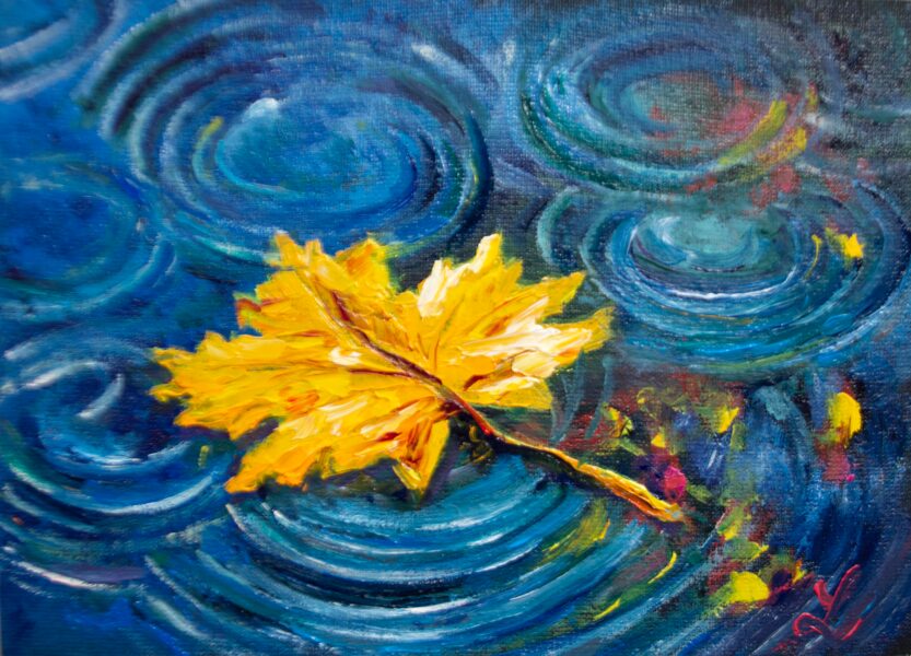 Maple Leaf, Oil Painting on Canvas, 18 x 13 cm
