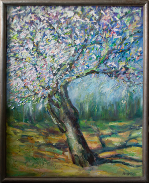 (SOLD) Apple Tree, Oil Painting on Canvas, Size: 101 X 82 cm, ships in a box