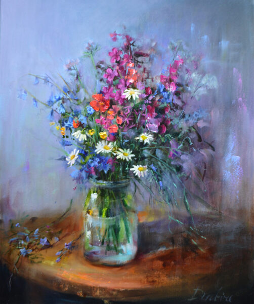 (SOLD) Wild Flowers, Oil Painting on Canvas, 59 x 49 cm