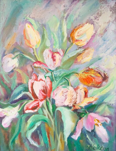 Tulips Flowers, Oil Painting on Canvas, Size: 80 X 60 cm, ships in a box