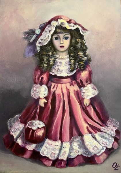 Antique Doll, Oil Painting on Canvas, 30 x 21 cm