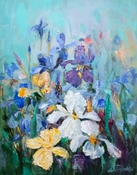 Iris Flowers, Oil Painting on Canvas, 40 x 50 cm