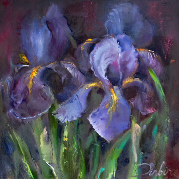 Iris Flowers, Oil Painting on Canvas, 30 x30 cm