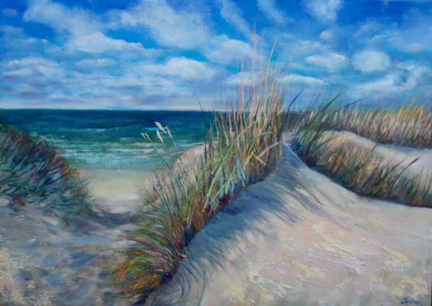 Blue Beach, Oil Painting on Canvas, 50 X 70cm