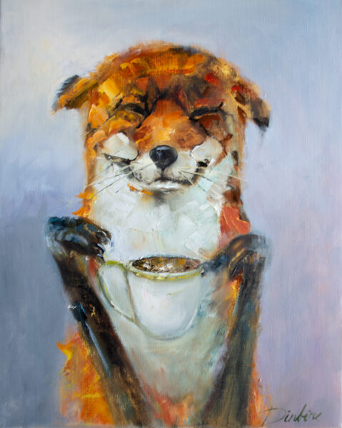 (SOLD) Smirking Fox, Oil Painting on Canvas, 50 x 40 cm