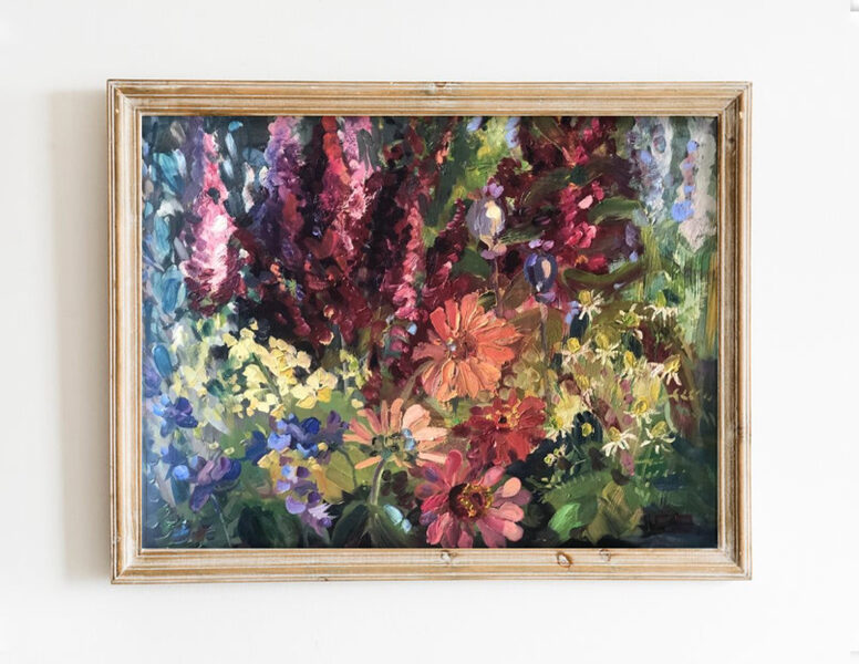 (SOLD) Colorful Flowers, Oil Painting on Canvas, Size: 40 X 50 cm, ships in a box