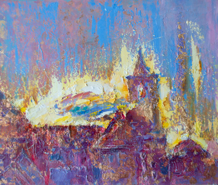 Abstract City, Oil Painting on Canvas, Size: 50 X 60 cm