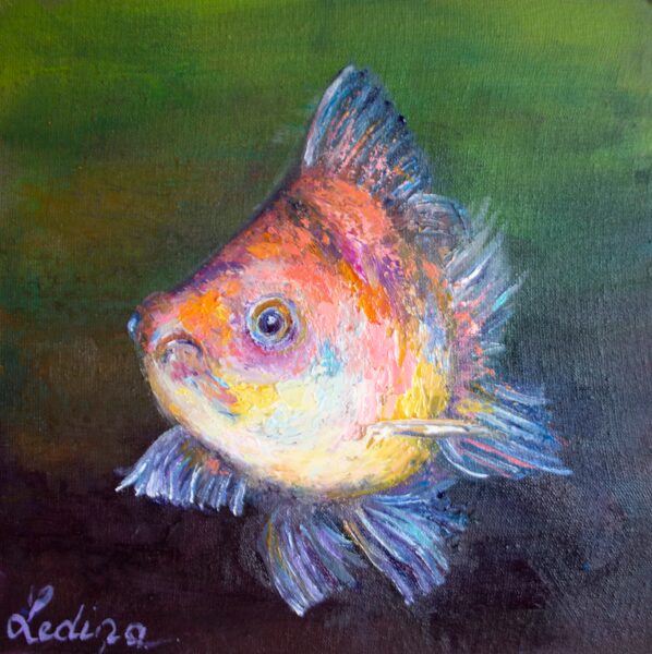 Goldfish, Oil Painting on Canvas, 20 x 20 cm