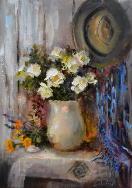 (SOLD) Plum Basket, Oil Painting on Canvas, 70 x 50 cm