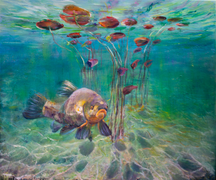 Fish in the Water, Oil Painting on Canvas, 50 x 60 cm