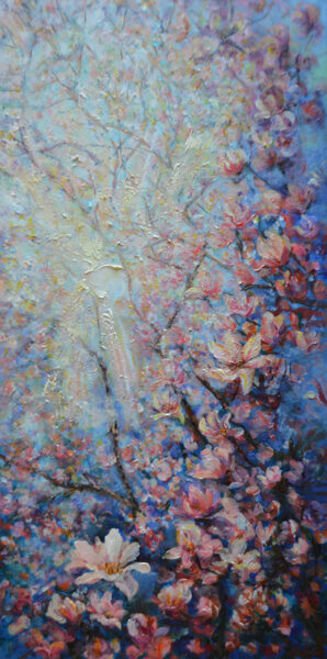 (SOLD) Magnolia Trees, Oil Painting on Canvas, 100 x 50 cm