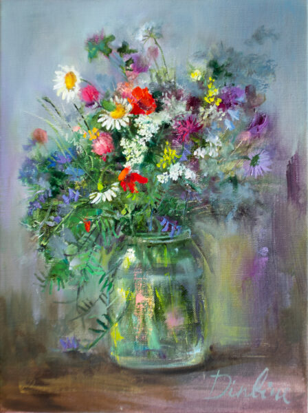 (SOLD) Flowers in Vase, Oil Painting on Canvas, 40 x 30 cm