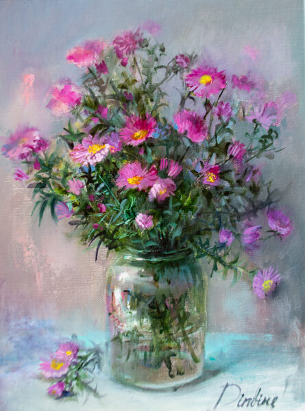 (SOLD) Autumn Flowers, Oil Painting on Canvas, 40 X 30