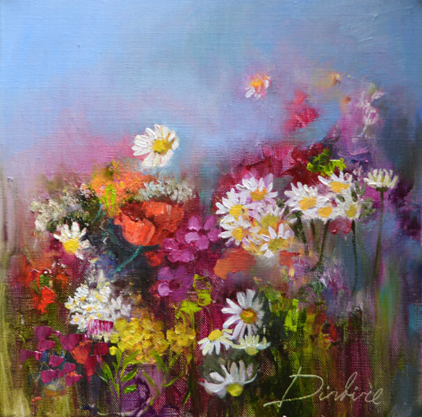 (SOLD) Summer Flowers, Oil Painting on Canvas, 30 x 30 cm