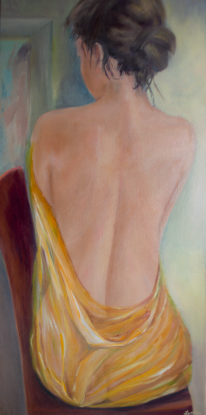 Naked Woman, Oil Painting on Canvas, Size: 80 X 40 cm, ships in a box