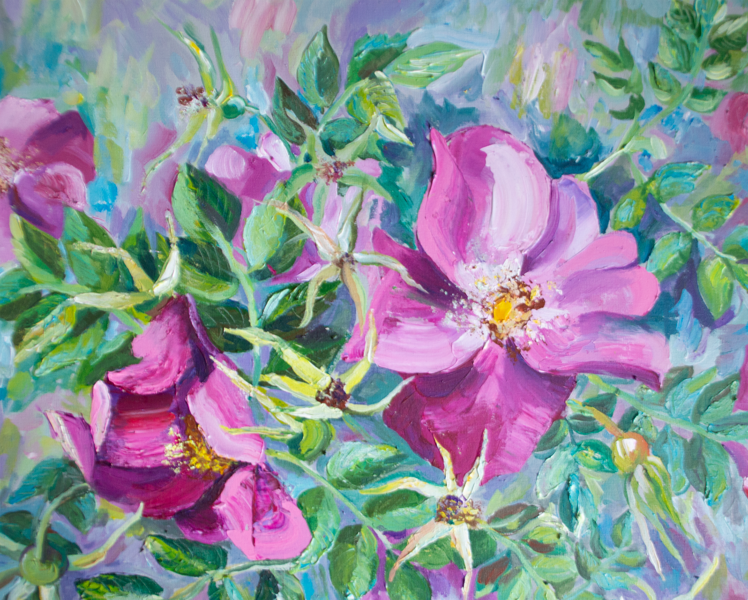 Wild Roses, Oil Painting on Canvas, 40 x 50 cm