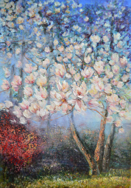 Magnolia Trees, Oil Painting on Canvas, 100 x 70 cm