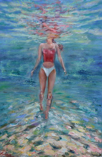 (SOLD) Swimmer Woman, Oil Painting on Canvas, 60 x 40 cm