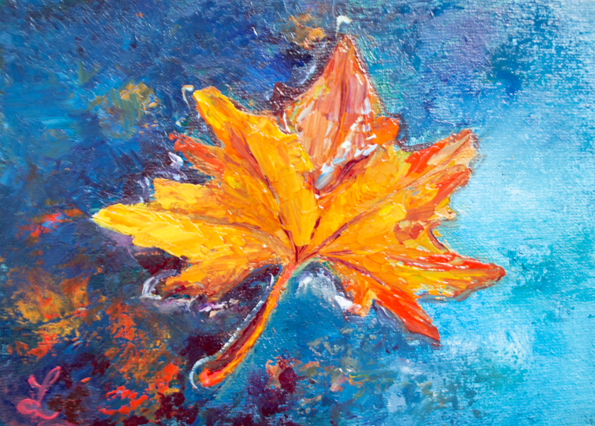Maple Leaf, Oil Painting on Canvas, 18 x 13 cm