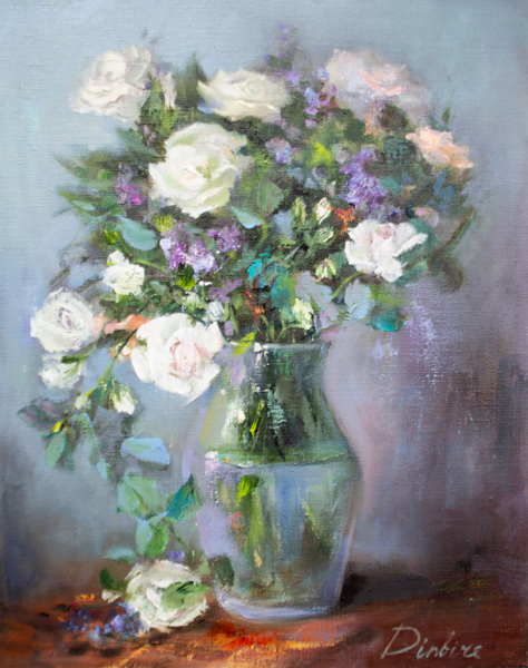 (SOLD) Light Roses, Oil Painting on Canvas, 50 x 40 cm