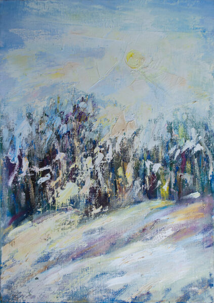 Winter Forest, Oil Painting on Canvas, Size: 70 X 50 cm, ships in a box