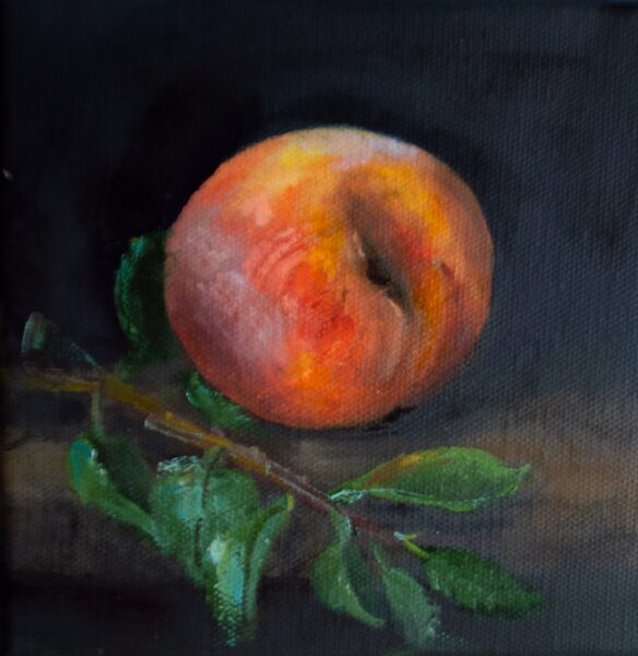 (SOLD) Peach, Oil Painting on Canvas, 15 x 15 cm