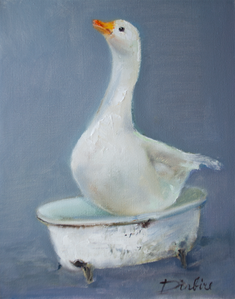 (SOLD) White Goose, Oil Painting on Canvas, 50 x 40 cm