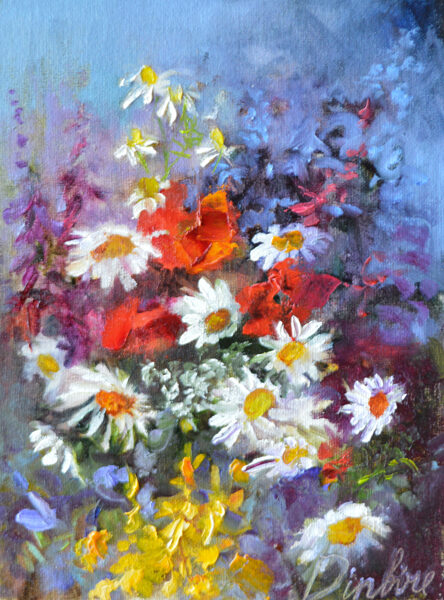 (SOLD) Meadow Flowers, Oil Painting on Canvas, 24 x 18 cm