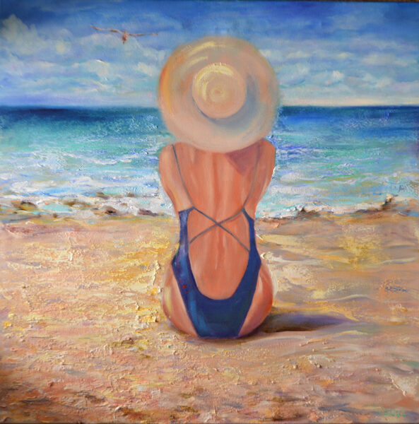 Woman by the Sea, Oil Painting on Canvas, 60 X 60cm