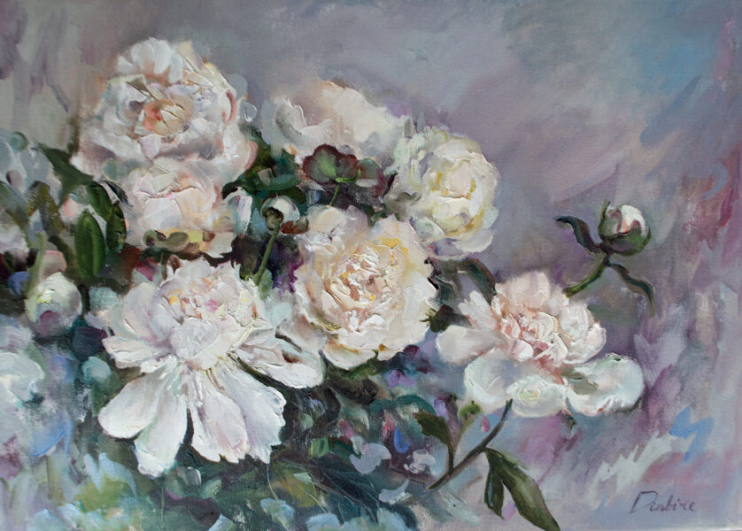 (SOLD) Peonies Flowers, Oil Painting on Canvas, 50 X 70cm