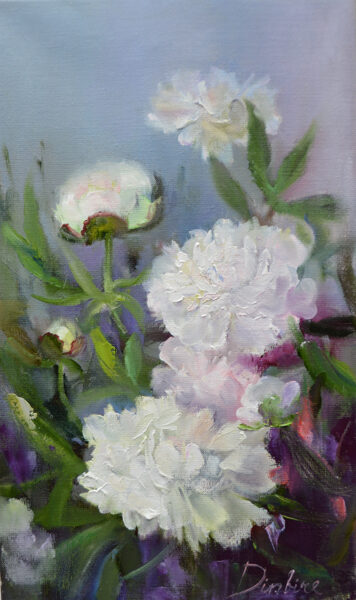 (SOLD) Peonies Flowers, Oil Painting on Canvas, 50 X 30 cm