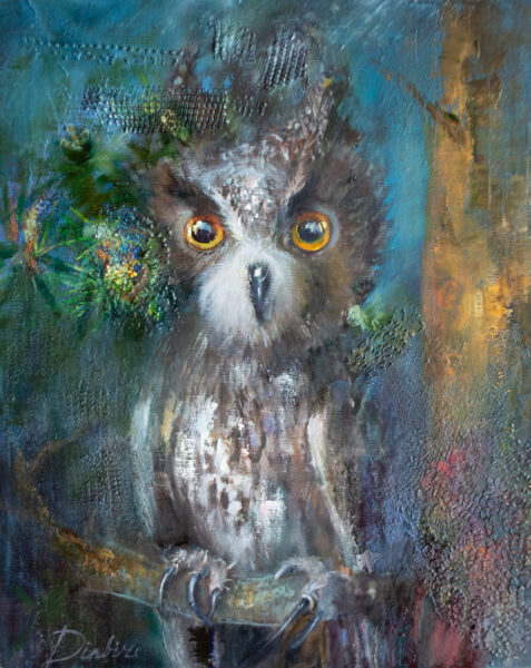 (SOLD) Owl in the Dark, Oil Painting on Canvas, 50 x 40 cm