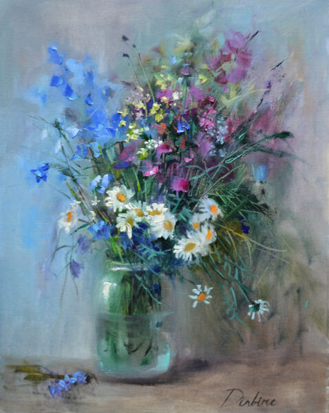 (SOLD) Still Life Flowers in Vase, Oil Painting on Canvas, 50 x 40 cm