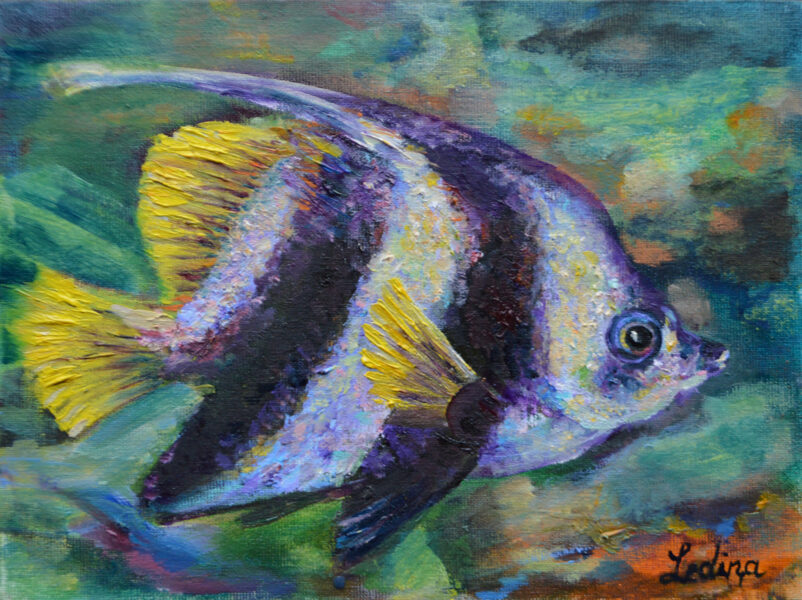 (SOLD) Funny Fish, Oil Painting on Canvas Cardboard, 18 x 24 cm