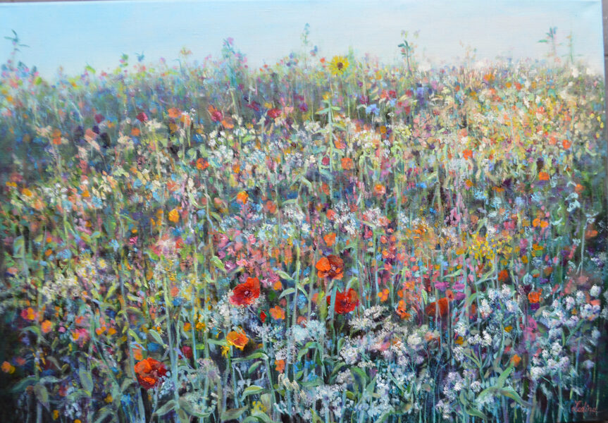 (SOLD) Colorful Meadow, Oil Painting on Canvas, 70 x 100 cm